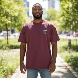 Vans Mens Burgundy Bear Mountains Graphic T Shirt Crew Neck Tee Size XXL